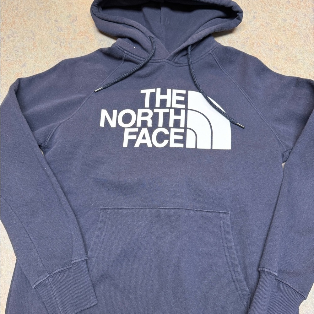 The North Face Navy Blue Pullover Hoodie with White Logo